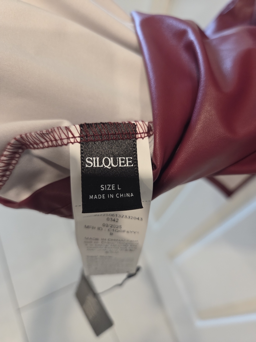 Faux Leather Burgundy Maxi Skirt Set with Buttoned Top - Picture 6 of 7